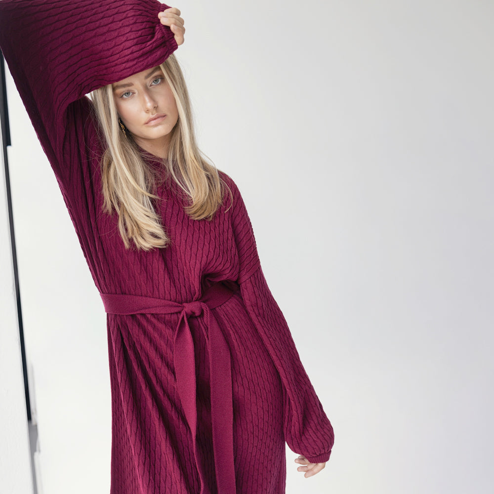 MARZINE BORDEAUX WOMEN KNIT DRESS CIEL CONCEPT