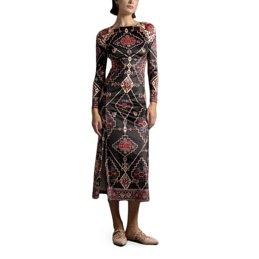 MOCHE WOMEN  LONG MIDI DRESS-VELVET PEACE N CHAOS