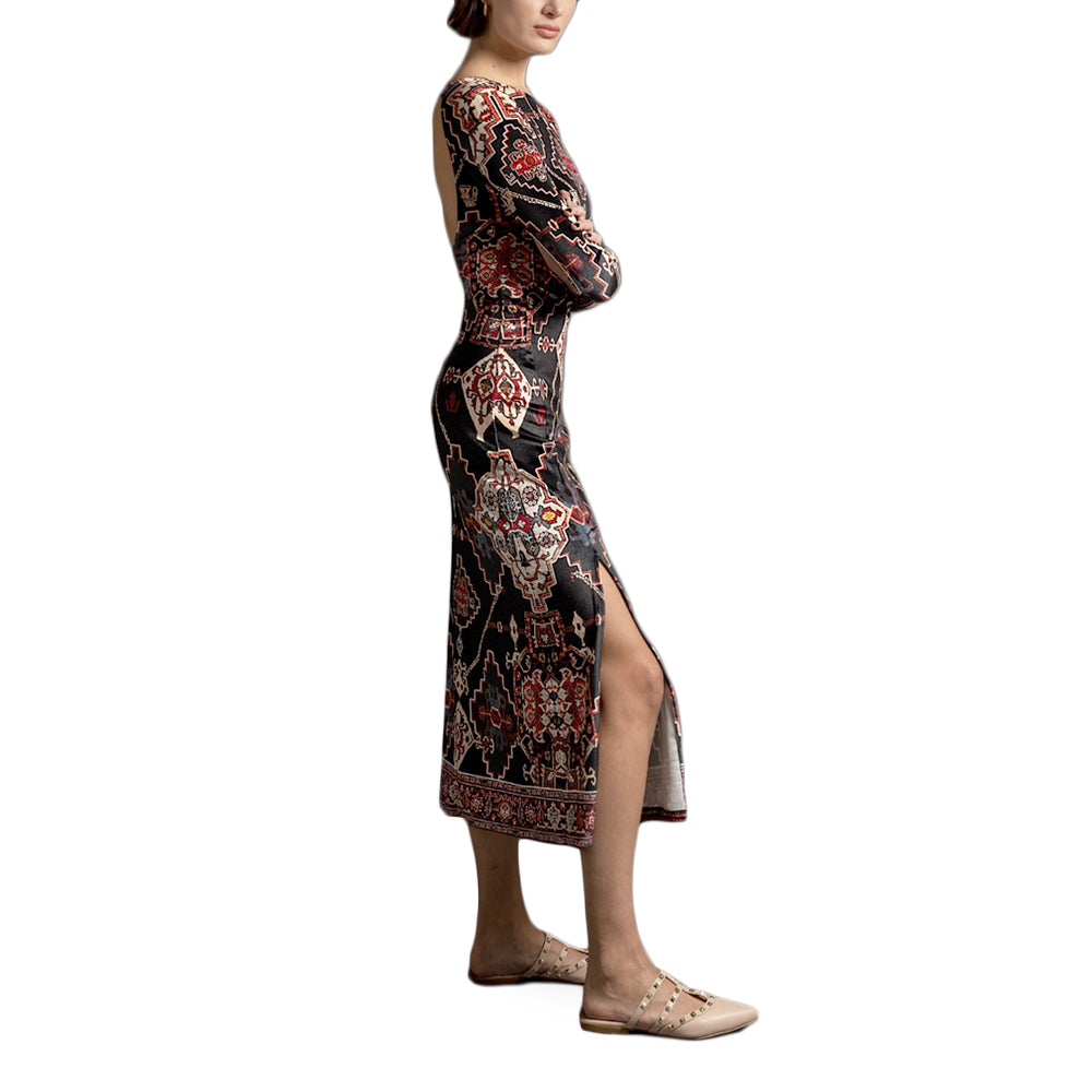 MOCHE WOMEN  LONG MIDI DRESS-VELVET PEACE N CHAOS