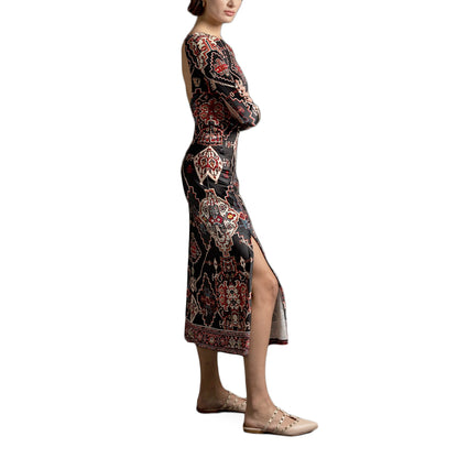 MOCHE WOMEN  LONG MIDI DRESS-VELVET PEACE N CHAOS