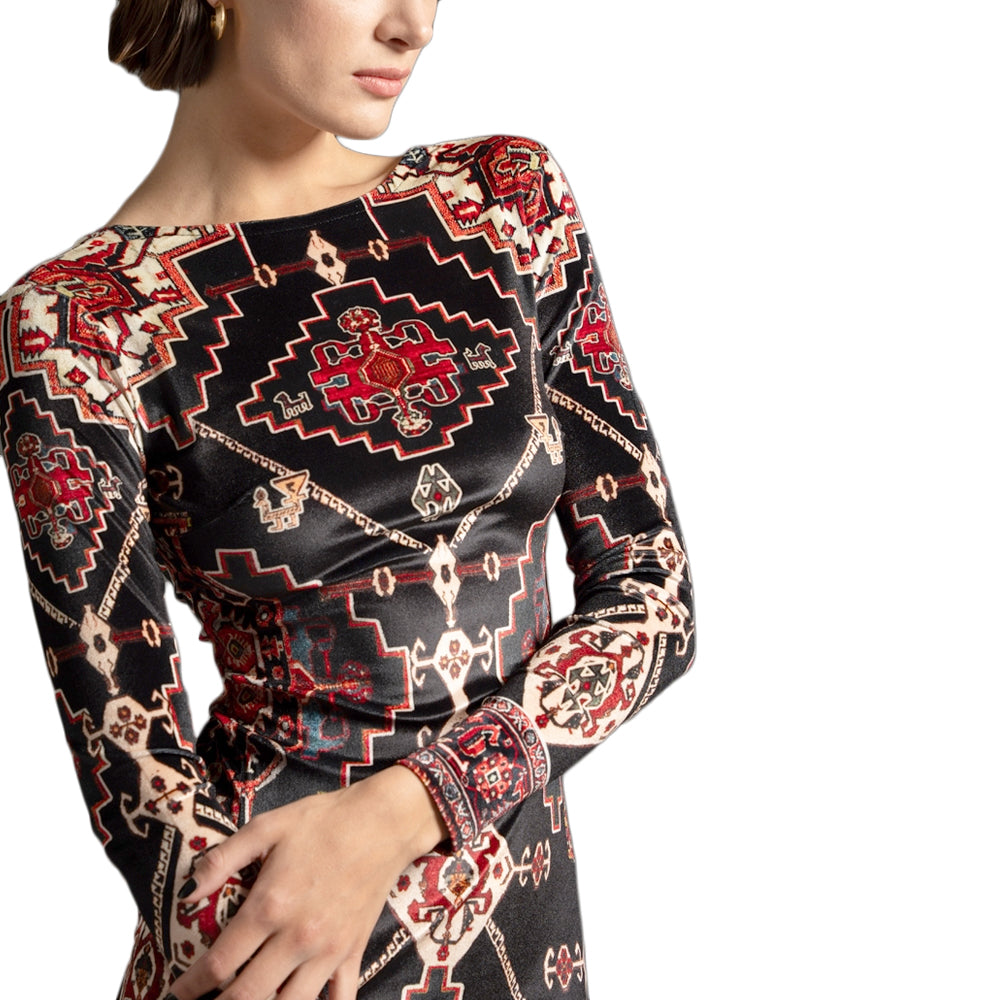 MOCHE WOMEN  LONG MIDI DRESS-VELVET PEACE N CHAOS